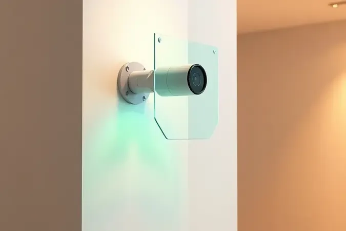 Câmera de monitoramento Wi-Fi protegida por escudo conceitual em render 3D premium