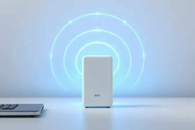 Conceito moderno de repetidor Wi-Fi com ondas de sinal em render 3D minimalista
