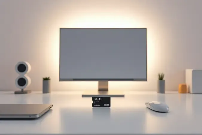Ilustração conceitual de formatação de cartão de memória em superfície minimalista com anel de luz suave