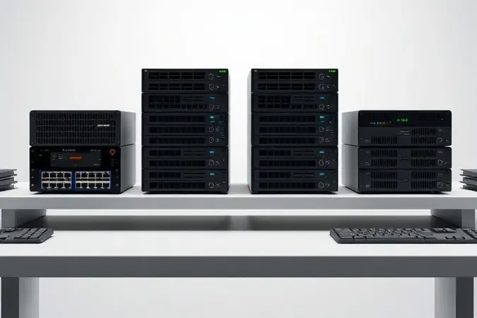Comparativo de roteadores empresariais genéricos em render 3D conceitual para guia de compra