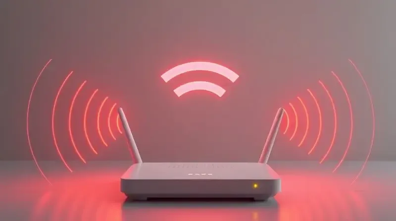 Representação visual das ondas de 2.4 GHz e 5 GHz de um roteador, mostrando a diferença de alcance para ajudar na escolha entre as frequências.