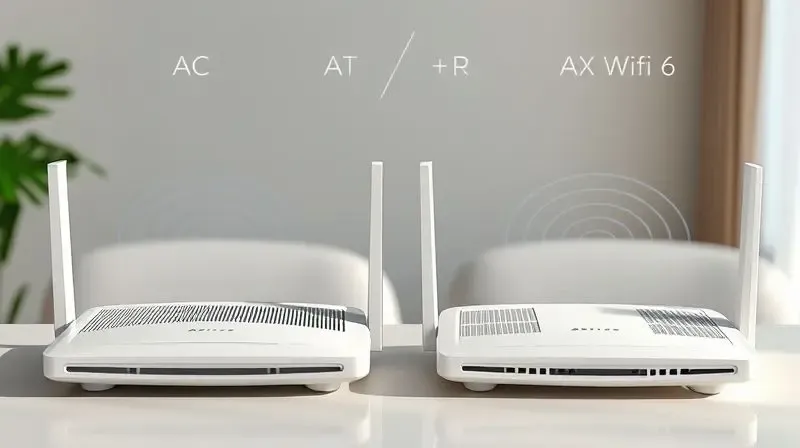 Comparação entre roteadores Wi-Fi AC e AX, destacando diferenças de velocidade e eficiência.