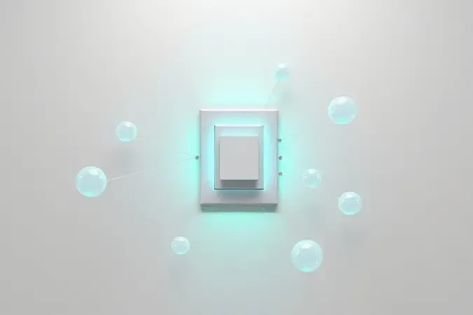 Render 3D conceitual de conexão de rede wi-fi e zigbee para interruptores inteligentes