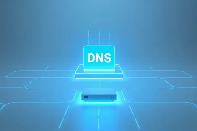 Fluxo abstrato de resolução de DNS entre um dispositivo e servidores em camadas