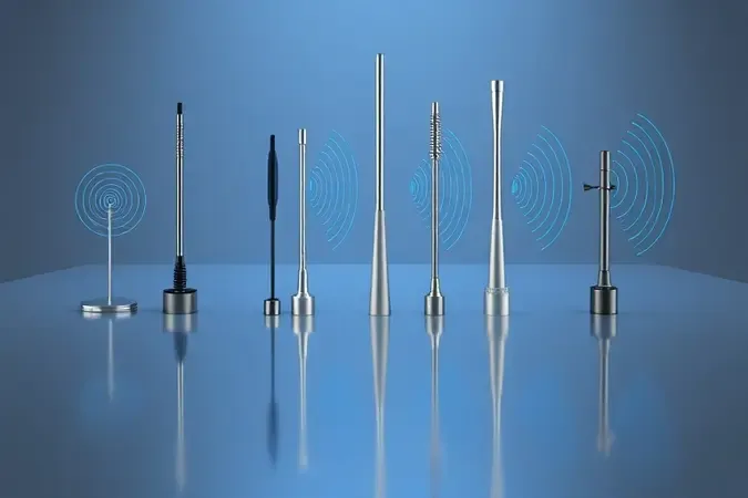Comparação conceitual de antenas wifi com lobos de sinal de diferentes ganhos em 3D