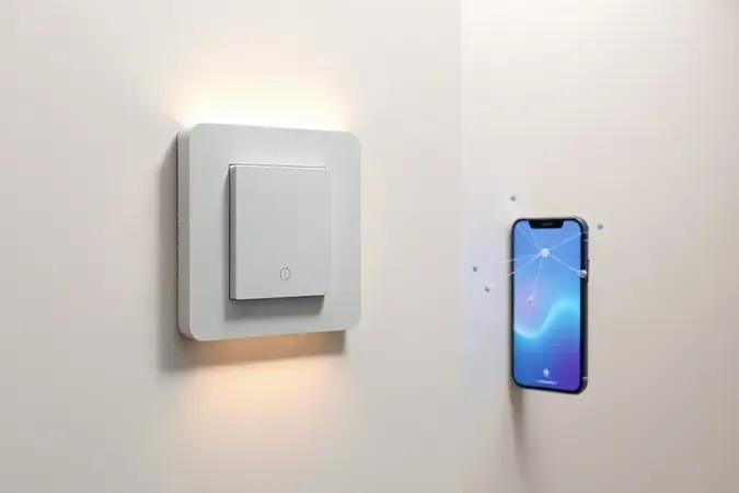 Conceito 3D de instalação e configuração de interruptor inteligente conectado a um smartphone