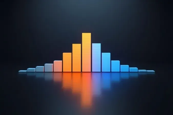 Visualização abstrata de espectro com barras de canais Wi-Fi e destaque âmbar para o melhor canal