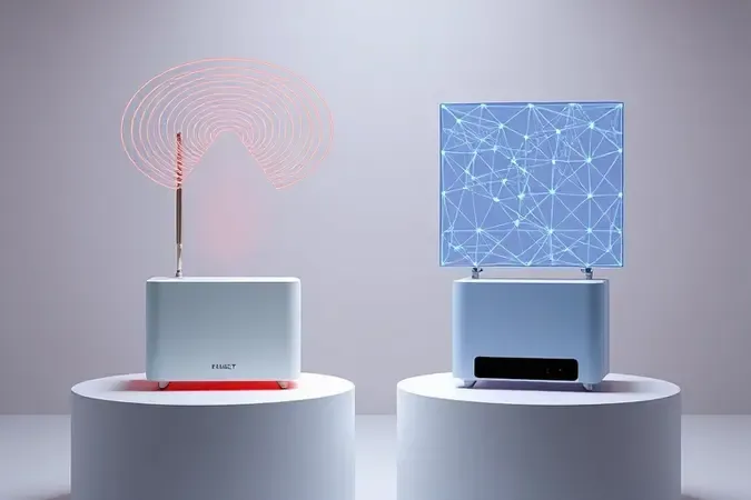 Comparação conceitual entre roteador mesh e repetidor de sinal wi-fi tradicional