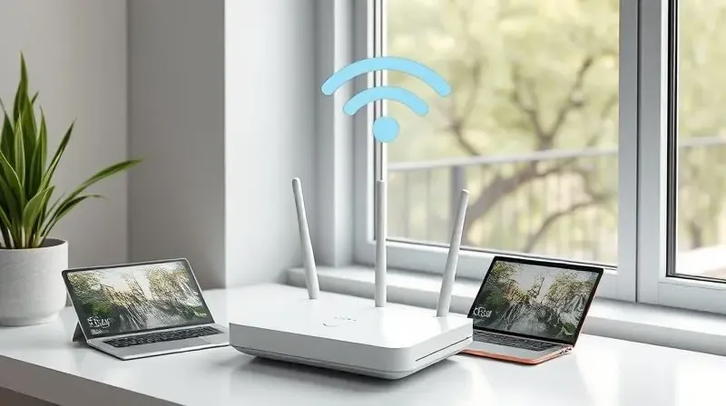Dicas visuais para otimizar sinal do roteador 5G Wi-Fi 6 da Claro em ambiente residencial.