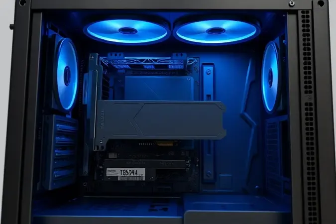 Placa de rede wireless sendo instalada em slot PCIe dentro de gabinete de computador em render 3D