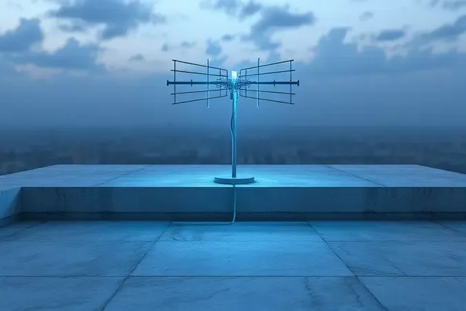 Instalação de antena exterior com cabo de aterramento e proteção contra descargas em 3D render