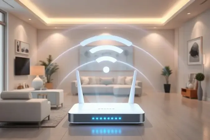 Roteador emitindo ondas de sinal Wi-Fi em ambiente moderno conceitual