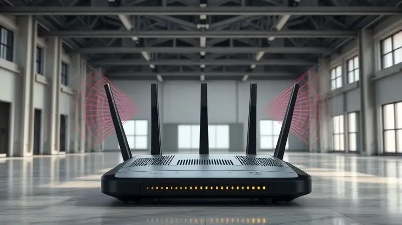 Roteador unbranded com sinal Wi-Fi forte e potente cobrindo grande área residencial.