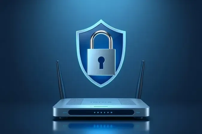 Escudo e cadeado sobre roteador simbolizando a segurança digital WPA3 da rede.