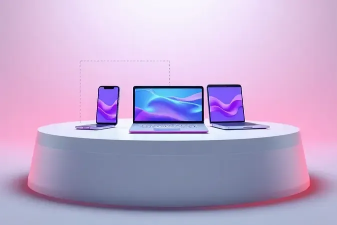Render conceitual ilustrando diferentes tecnologias de internet móvel com ondas de dados abstratas