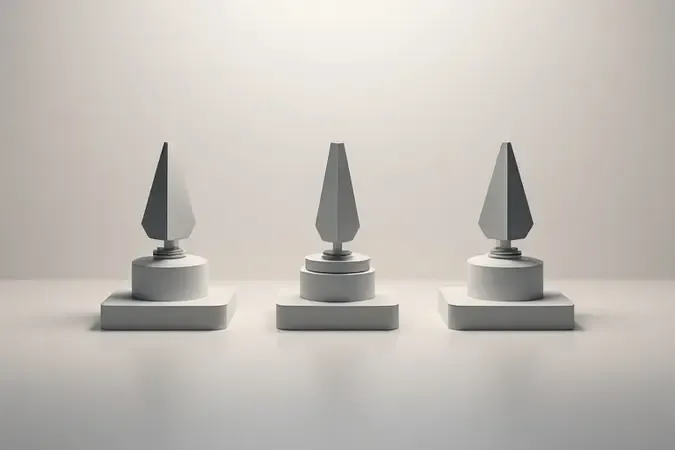 Render 3D de diferentes tipos de roteadores minimalistas em superficie neutra